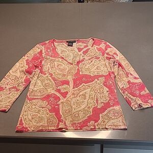 The Limited sz M sheer nylon top with paisley print with scattered crystals